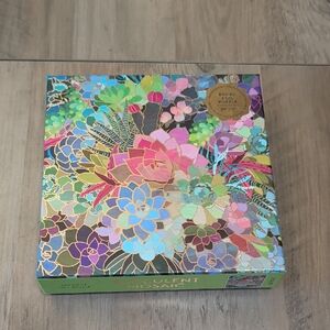 500 Piece Puzzle Succulent Mosaic Gold Foil
